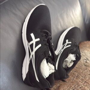 Asics Black and White Athletic Shoes